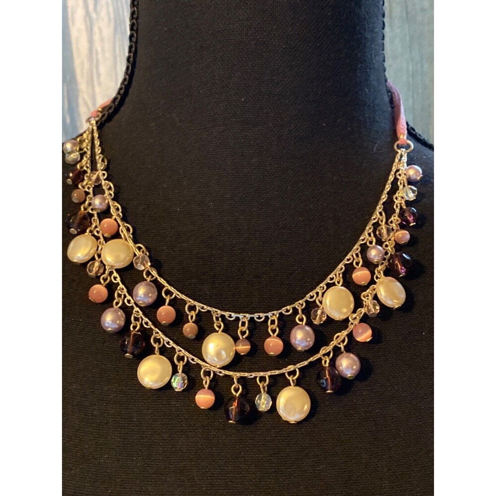 Lot of 4 Assorted Fashion Necklaces Cream Blue Beaded Avon Signed